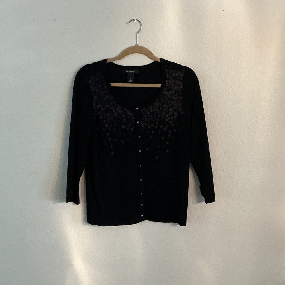 White House Black Market Black and Tan Sweater